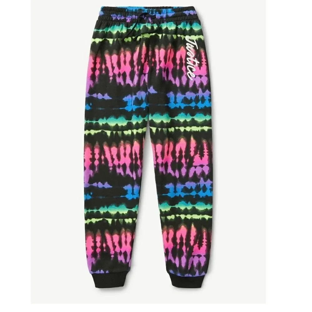NWT 2 Justice Girls Sz M(10) Fleece Tie Dye Joggers Graphic Sweatpants